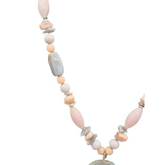 Miriam Haskell Large Chunky Statement Pendant Necklace Semi-Precious Stones 28" - Picture 15 of 16